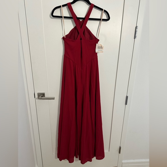 NWT Fame and Partners Deep Red Halter Neck Floor Length Gown Dress - Picture 3 of 3